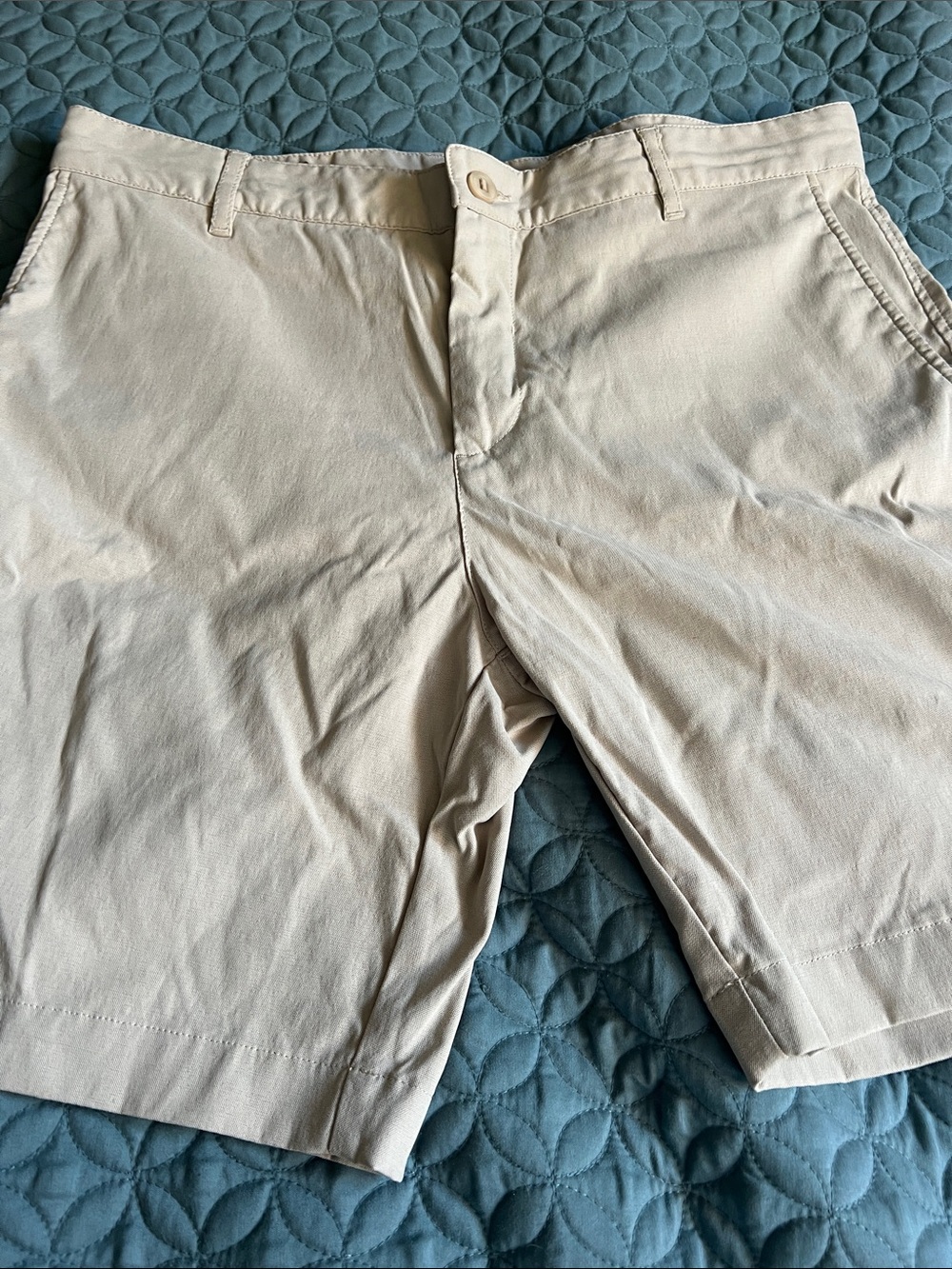 Men's Flat Front Chino Shorts in Cream
